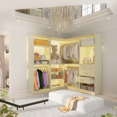 Aheaplus Corner Closet System, Freestanding Closet Organizer