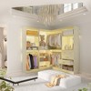 Aheaplus Wood Closet System, Freestanding Closet Organizer with Drawers and Mirror - 2 of 4
