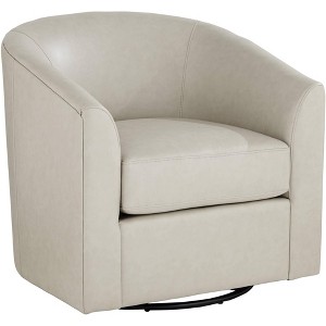 Studio 55D Barrel 30 3/4" Wide Creme Faux Leather Swivel Chair - 1 of 4