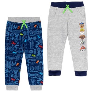 Paw Patrol Little Boys 2 Pack Fleece Jogger Pants Blue/Gray  - 1 of 4