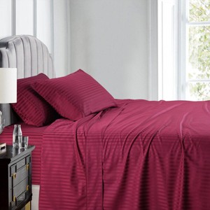 Egyptian Linens Top Split (Flex) King Sheet Set Luxury 608 Thread Count Damask Stripe - 1 of 4