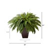 Nearly Natural 23-in Artificial Boston Fern Plant with Tapered Bronze Square Metal Planter DIY KIT (Set of 2) - 4 of 4