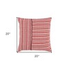 HomeRoots 20" Red and Ivory Striped Cotton Throw Pillow - 3 of 4