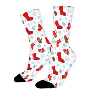 Christmas Socks Pattern Women Printed Crew Socks Funny Funky Socks Soft Polyester Novelty Gifts for Artists Men - 1 of 1