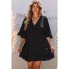 Amaryllis Women's Flowy Ruffle V-Neck Mini Dress Flared Sleeves Effortless A-Line Silhouette - 4 of 4