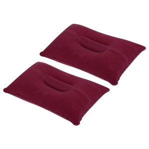 Unique Bargains Neck Support for Hiking Travel Flocked Inflatable Camping Pillows 2 Pcs 13.6" x 8.7" - 1 of 4