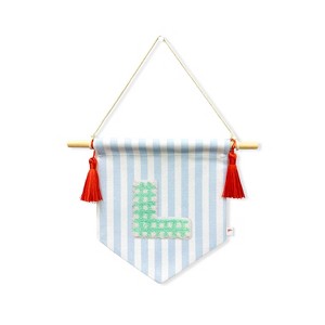 Ramus & Co. 'A B C' Blue Striped Create-Your-Own Banner with Red Tassels and Chenille Letter Patch - 1 of 3