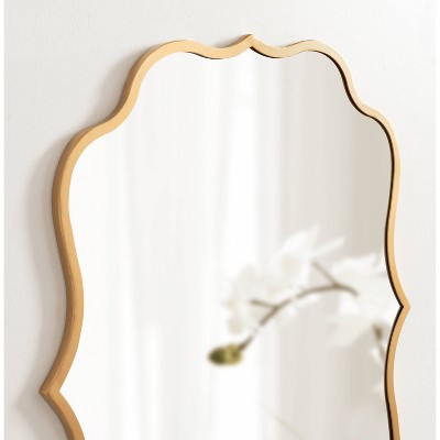 Elegant Gold Scalloped Rectangular Vanity Wall Mirror