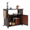VisioGear Outdoor Bar Cart, Patio Wine Serving Cart, Rolling Rattan Beverage Bar Counter Table for Party, Black&Brown, 51.18"*19.69"*35.43" - 4 of 4