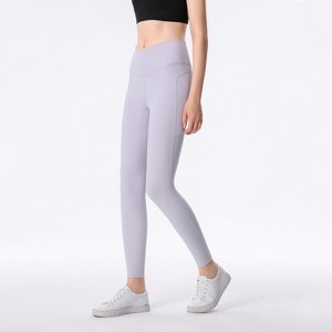 BABYYER Women's Everyday, High-Rise Pocketed Crossover Leggings, Soft Athletic Casual Yoga Pants - 1 of 4