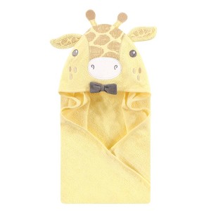 Hudson Baby Infant Boy Cotton Animal Face Hooded Towel, Bowtie Giraffe, One Size - 1 of 2