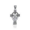 Slickblue Sterling Silver Claddagh Cross Pendant Necklace, 18 Inch Chain, Celtic Knot Irish Jewelry, Silver Tone - 2 of 4