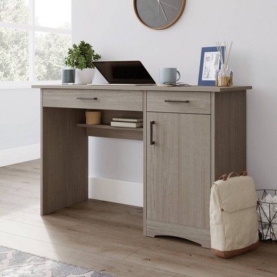 Silver Sycamore Wood Office Desk with Drawer and Keyboard Tray