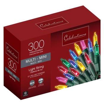 Celebrations Incandescent Mini Multicolored 300 ct String Christmas Lights 62 ft.