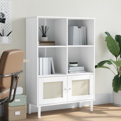 vidaXL Bookcase SENJA Rattan Look White 35.4 in.x13.8 in.x51.2 in. Solid Wood Pine