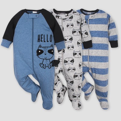 Gerber Baby Boys' 3pk Raccoon Sleep N 