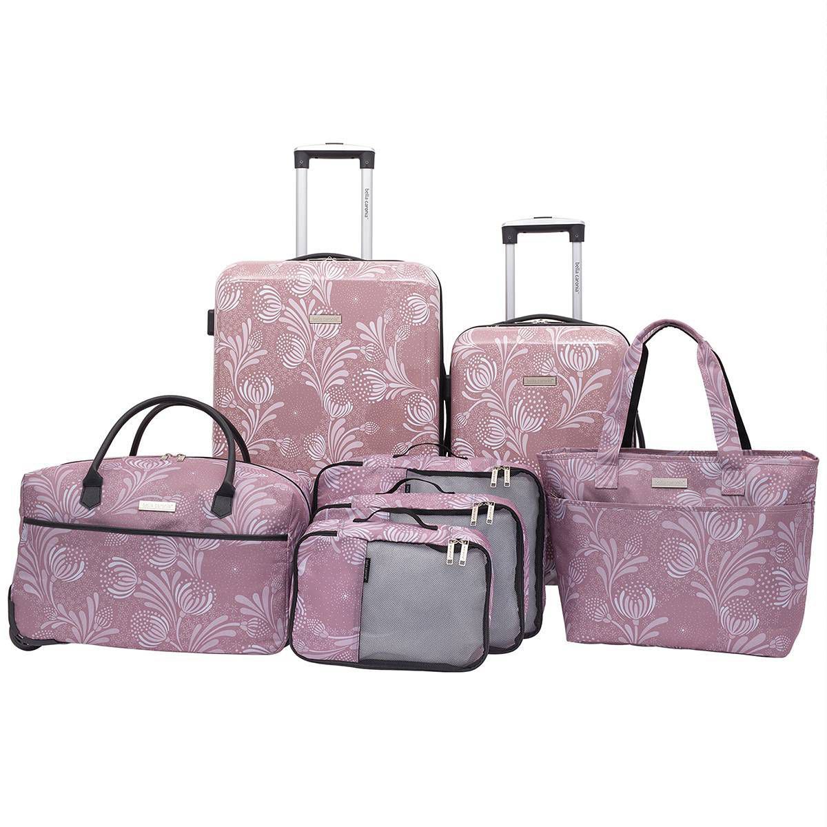 Travelers Club Bella Caronia Deluxe 7pc Hardside Checked Spinner Luggage Set