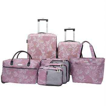 Travelers Club Bella Caronia Deluxe 7pc Hardside Checked Spinner Luggage Set - Blush