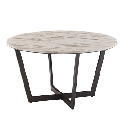 Jordis Faux Marble and Metal Coffee Table White - Inspire Q