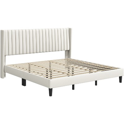 Yaheetech Upholstered Bed Frame with Wing Side