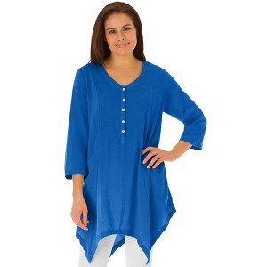 Woman Within Plus Size Handkerchief Hem Henley Tunic - 1 of 4