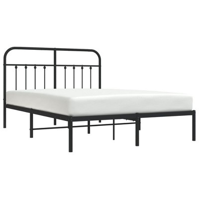 vidaXL Black Metal Bed Frame with Headboard - Robust Steel Construction, Extra Storage Space