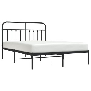 vidaXL Black Metal Bed Frame with Headboard - Robust Steel Construction, Extra Storage Space - 1 of 4
