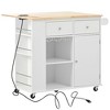 Sapphtopaz Kitchen Island with Power Outlet & Wood Drop Leaf, Rolling Kitchen Cart with Wheels, Storage Island Table for Kitchen, Dining Room - 3 of 4
