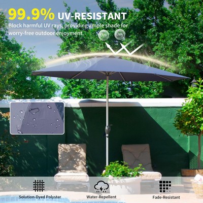 DOMETOUR 10FT Patio Umbrella, Outdoor Table Umbrella with Tilt, Crank, UV Protection, Waterproof, 8 Ribs for Garden, Deck, Backyard, Pool (Navy Blue)