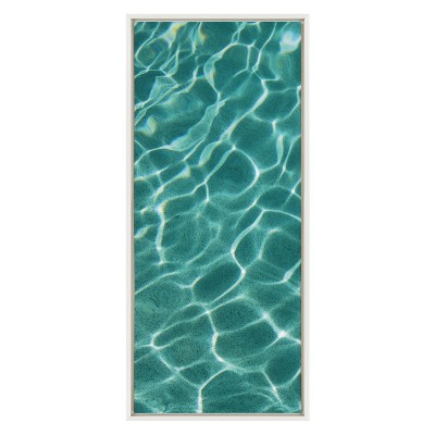Sylvie Pool Days Coastal Canvas Wall Art in White Frame