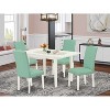 HomeStock 5-Pc Linen White Finish Solid Wood Top - Rectangular Upholstered Dining Room Set with Butterfly Leaf - Seats 4 - 2 of 4