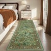 Botanical Area Rugs for Living Room Floral Leaves Pattern Rug Washable Farmhouse Soft Non-Slip Accent Carpet - 2 of 4