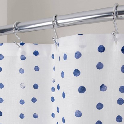 Dotty Blue and White Polyester Fabric Shower Curtain