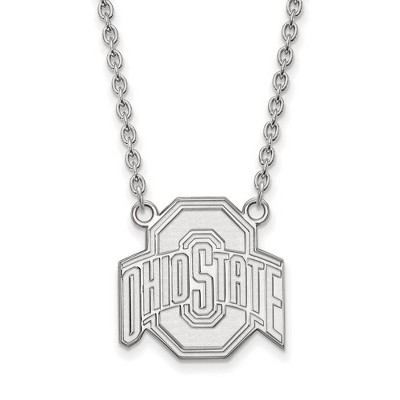 Black Bow Jewelry 10k White Gold Ohio State Buckeyes NCAA Necklace 18 Inch