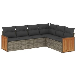 vidaXL Garden Sofa Set Grey PE rattan, powder-coated steel, polyester fabric - 1 of 4