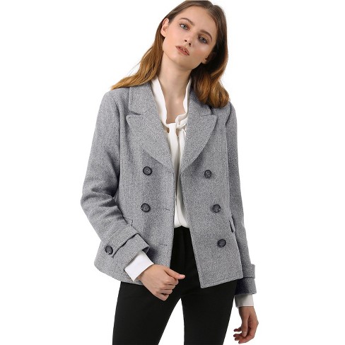 Grey wool peacoat on sale women's