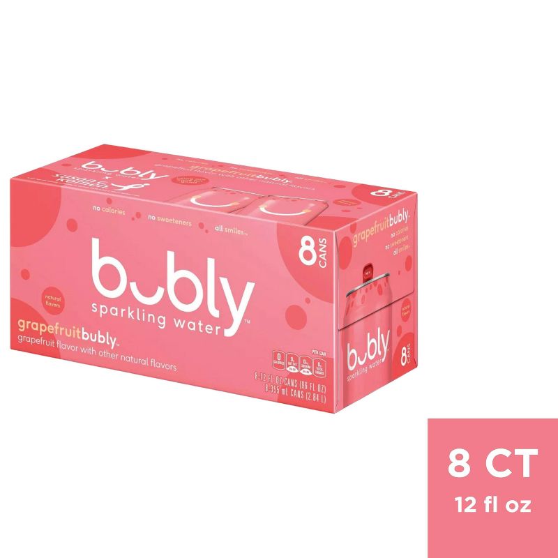 bubly Grapefruit Sparkling Water - 8pk/12 fl oz Cans, 1 of 10