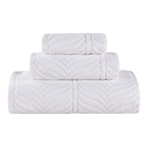 Chevron Zero Twist Cotton Solid and Jacquard Hand Towel Set of 6 by Blue Nile Mills - 1 of 4
