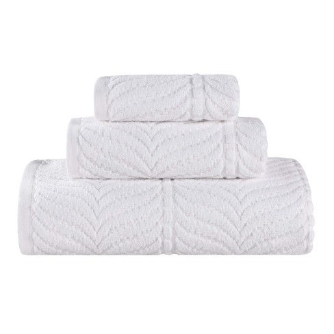 Zero Twist Cotton Ribbed Modern Geometric Border Face Towel Washcloth Set  Of 12, White - Blue Nile Mills : Target