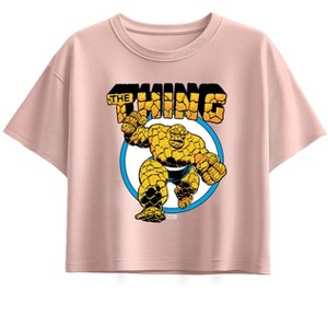 Girls' - Marvel - Fantastic Four Thing Logo Short Sleeve Boxy Graphic T-Shirt - 1 of 1