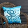 Saro Lifestyle Outdoor Embroidered Octopus Poly Filled Pillow, 20"x20", Blue - 4 of 4