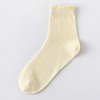 Anna-Kaci 3 Pairs Women's Ruffle Trim Crew Socks Soft Cotton Knit Lightweight Ribbed Texture with Scalloped Edge for Everyday Wear - 3 of 3