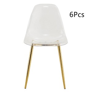 Anybear Modern Simple Transparent Plastic Dining Chair With Gold Metal Legs, Set of 6 - 1 of 4