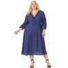 Agnes Orinda Women's Plus Size Long Sleeve V-Neck Sweetheart Print Midi Ruffle Tunic Dresses - 3 of 4
