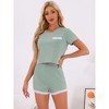 INSPIRE CHIC Women's Ribbed Knit Short Sleeve Tops with Lace Trim Shorts 2 Pcs Pajamas Sets - 2 of 4