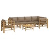 vidaXL 7 Piece Patio Lounge Set - Durable Bamboo Construction with Natural Oil Finish, Taupe Cushions, and Practical Table - Ideal for Outdoor Spaces - 3 of 4
