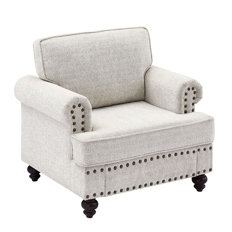 Upholstered 3 Seat/Loveseat/1 Seat Sofa Couches with Nailhead Accents, Scrolled Armrests, and Turned Legs-ModernLuxe, 3 of 7