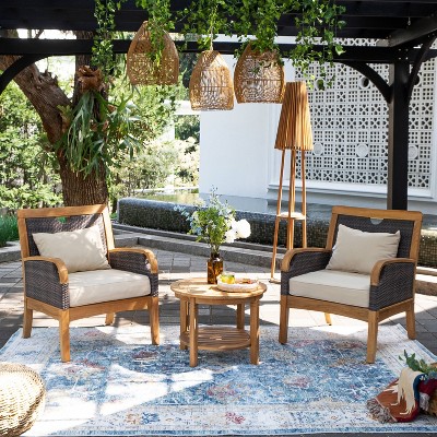 Palma 3pc Teak Patio Chat Set - Cambridge Casual: Weather-resistant ...