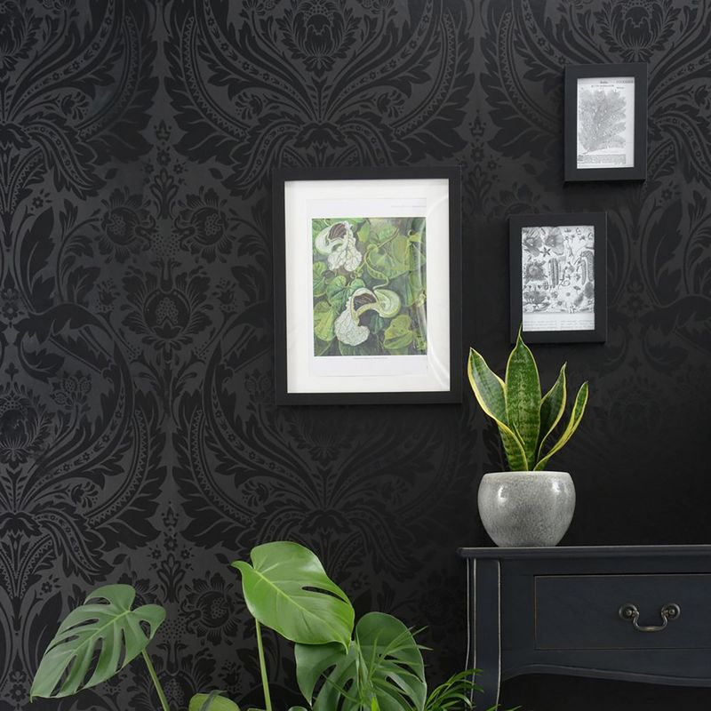 Desire Black Damask Paste the Wall Wallpaper, 2 of 5