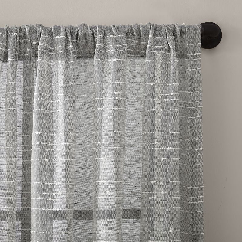 Clean Window Sheer Textured Slub Striped Anti-Dust Linen Blend Curtain Panel, 4 of 10